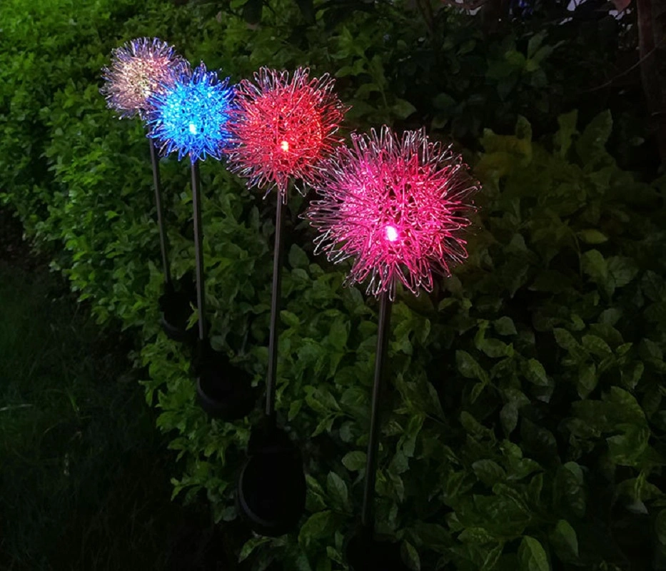 LED Ball Dandelion Flower Stake Light Solar Energy Rechargeable for Outdoor Garden Patio Pathway Porch Backyard Esg16592