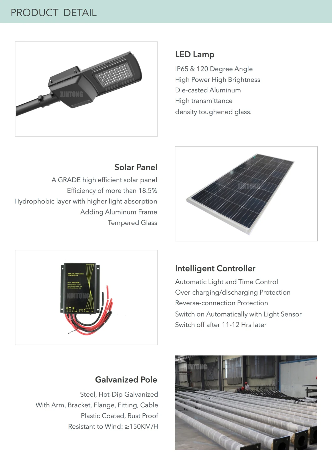 CE Q235B S235jr Hot DIP HDG Galvanized Steel Metal High Mast Energy Saving LED Outdoor Solar Street Light