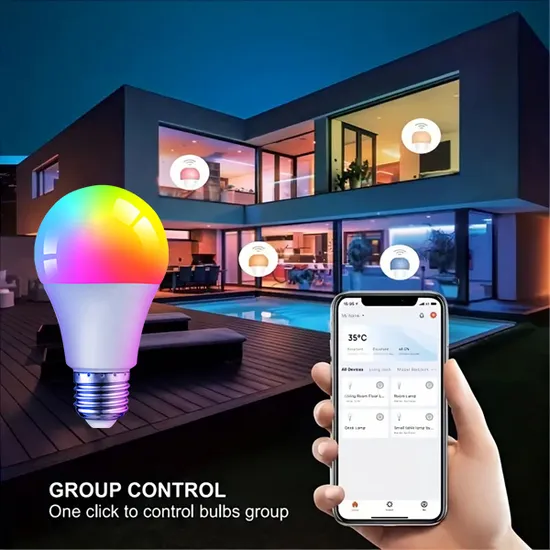 Lampe à économie d'énergie intelligente RVB éclairage d'urgence intérieur Bluetooth 85-265V WiFi Indoortuya télécommande IC/RC lumière à intensité variable E27 B22 ampoule LED