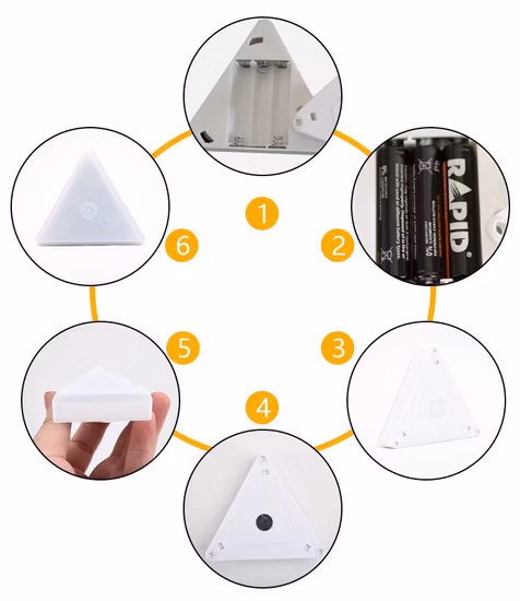 Ensemble d'éclairage de nuit à 3 lampes décoratives d'intérieur avec aimant mural à LED et capteur tactile alimenté par batterie avec capteur de réglage de la minuterie à distance